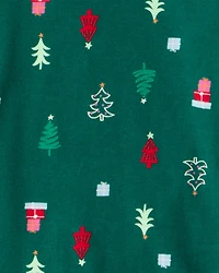 Kid Green Trees 100% Cotton Long-Sleeve Snug Fit 2-Piece Pajamas