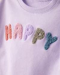 Toddler Girl 2-Piece Happy Pullover Sweatshirt & Cargo Joggers Set - Purple
