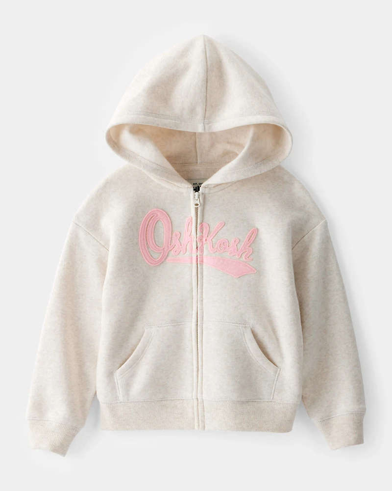 Toddler OshKosh Fleece Logo Zip Jacket - Oatmeal