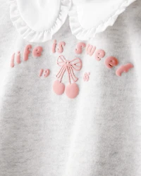 Toddler Girl Cherry French Terry Short-Sleeve Graphic Tee - White