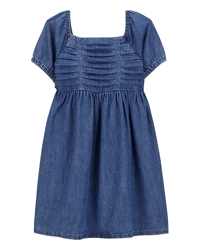 Kid Smocked Iconic Denim Dress - Blue