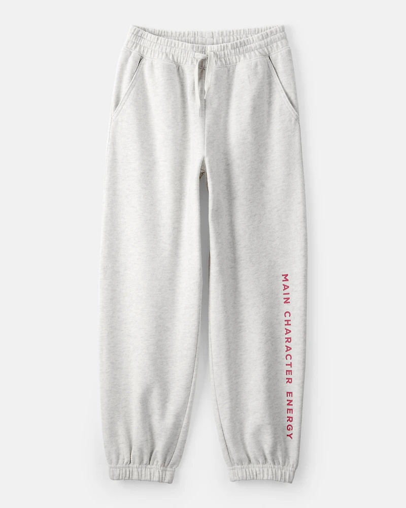 Girls 2-Piece Main Character Energy Pullover Sweatshirt & Joggers Set - Grey