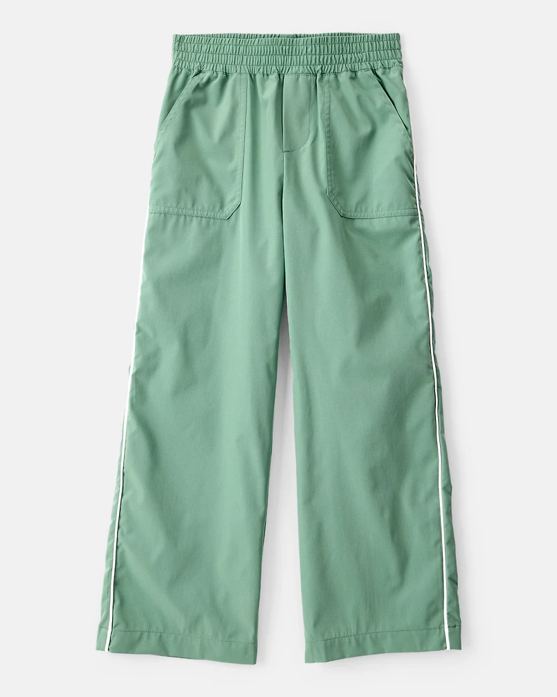 Girls 2-Piece Long-Sleeve Quarter-Zip Windbreaker & Woven Active Pants Set - Green