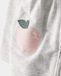 Baby Girl 3-Piece Apple Jacket, Bodysuit, Pant Set - Grey/Pink