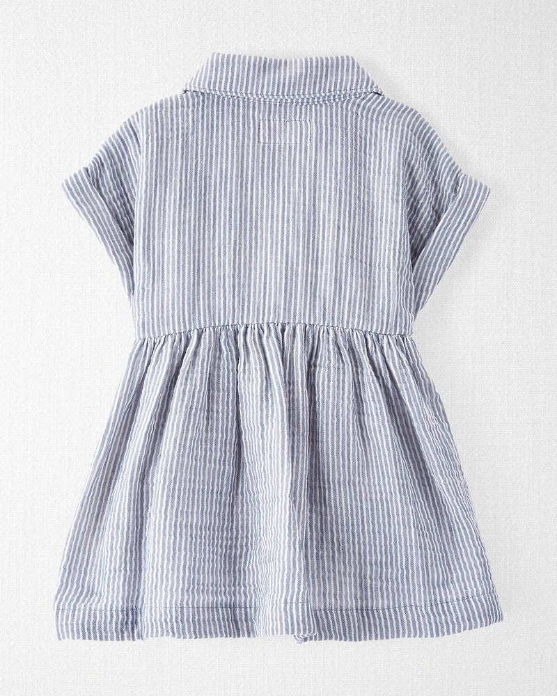 Baby Organic Cotton Striped Button-Front Dress