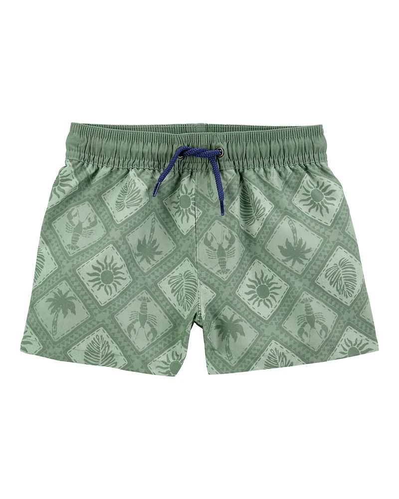 Toddler Boy Geometric Swim Trunks - Green