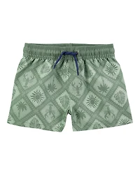 Toddler Boy Geometric Swim Trunks - Green