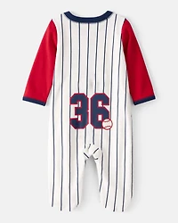 Baby Baseball Snap-Up Cotton Sleep & Play Pajamas