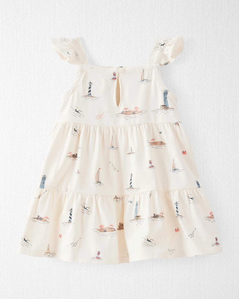 Baby Organic Cotton Dress in Coastal Vacation Print