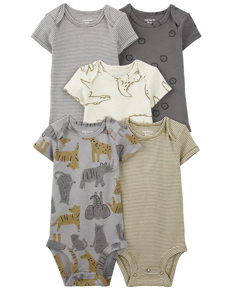 Baby Boy 5-Pack Striped Alligator Short-Sleeve Bodysuits