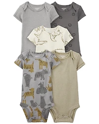 Baby Boy 5-Pack Striped Alligator Short-Sleeve Bodysuits