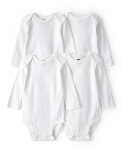 Baby 4-Pack Long-Sleeve Bodysuits - White