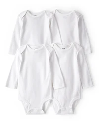 Baby 4-Pack Long-Sleeve Bodysuits - White