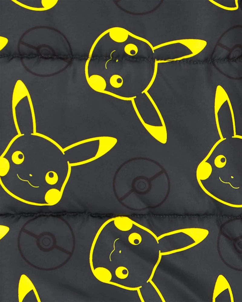 Kid Pikachu Pokémon Puffer Jacket - Black