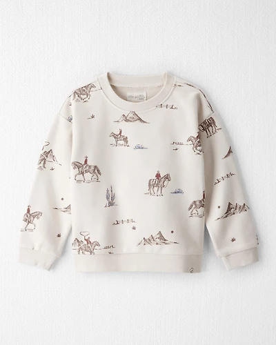 Toddler Girl French Terry Sweatshirt Made with Organic Cotton Western Rodeo Print