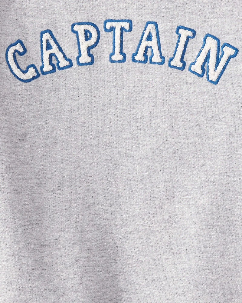 Toddler Boy French Terry Long-Sleeve Pullover Sweatshirt - Grey/Red