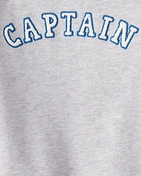 Toddler Boy French Terry Long-Sleeve Pullover Sweatshirt - Grey/Red