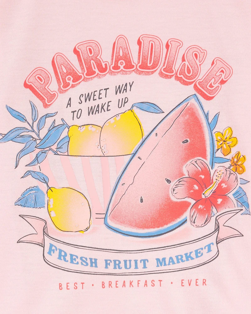 Girls 2-Piece Fruit Print Loose Fit Pajamas