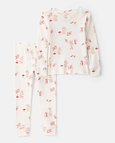 Toddler 2-Piece Bunny Floral 100% Snug Fit Cotton Pajamas - Ivory