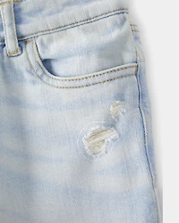 Girls High Rise Baggy Wide Leg Jeans - Light Denim Wash