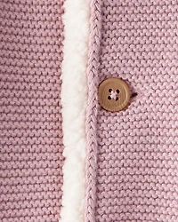 Baby Girl Sherpa Lined Cotton Long-Sleeve Jacket - Pink