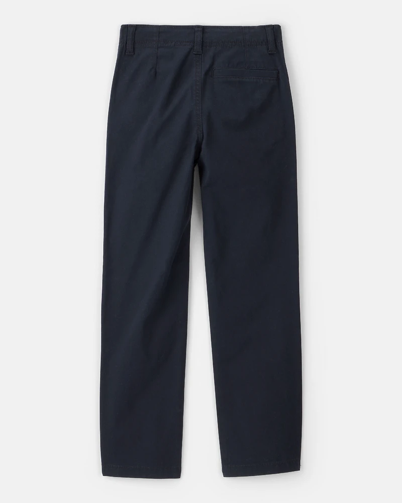Boys Flat Front Fashion Pants - Navy
