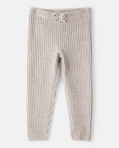 Toddler Girl Ribbed Sweater Knit Pants - Cream