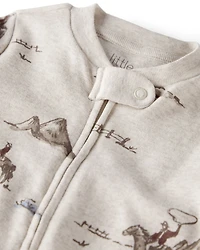 Baby Organic Cotton Sleep & Play Pajamas Western Rodeo Print