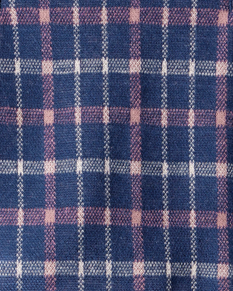 Baby Girl Plaid Print Knit Skort - Navy/Blue