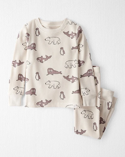 Toddler Waffle Knit Pajamas Made with Organic Cotton in Artic Friends Print