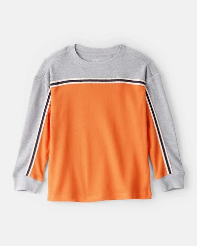 Boys Colorblock Thermal Long-Sleeve Tee - Orange/Grey