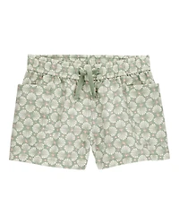Toddler Tropical Print Drawstring Shorts - Green