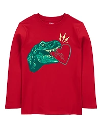 Boys Valentine's Day Dinosaur Long-Sleeve Tee - Red