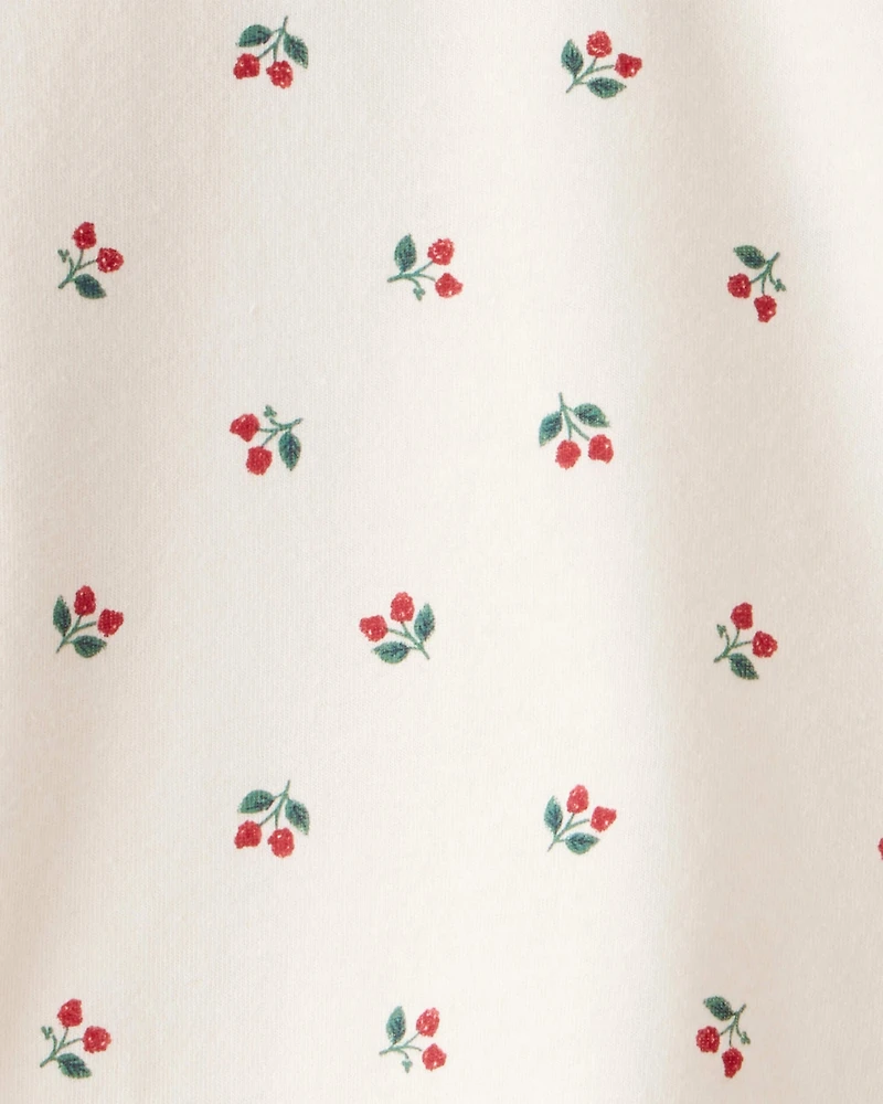 Baby Girl Holly Berry Print Cotton Long-Sleeve Top - Cream