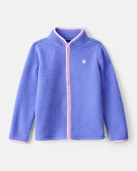 Girls Microfleece Long-Sleeve Zip-Up Jacket - Blue