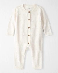 Baby Girl Organic Cotton Sweater Knit Pointelle Jumpsuit