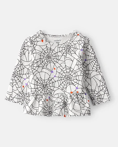 Baby Halloween Spiderwebs Long-Sleeve Tee - White/Black