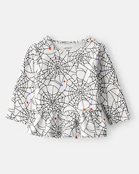 Baby Halloween Spiderwebs Long-Sleeve Tee - White/Black