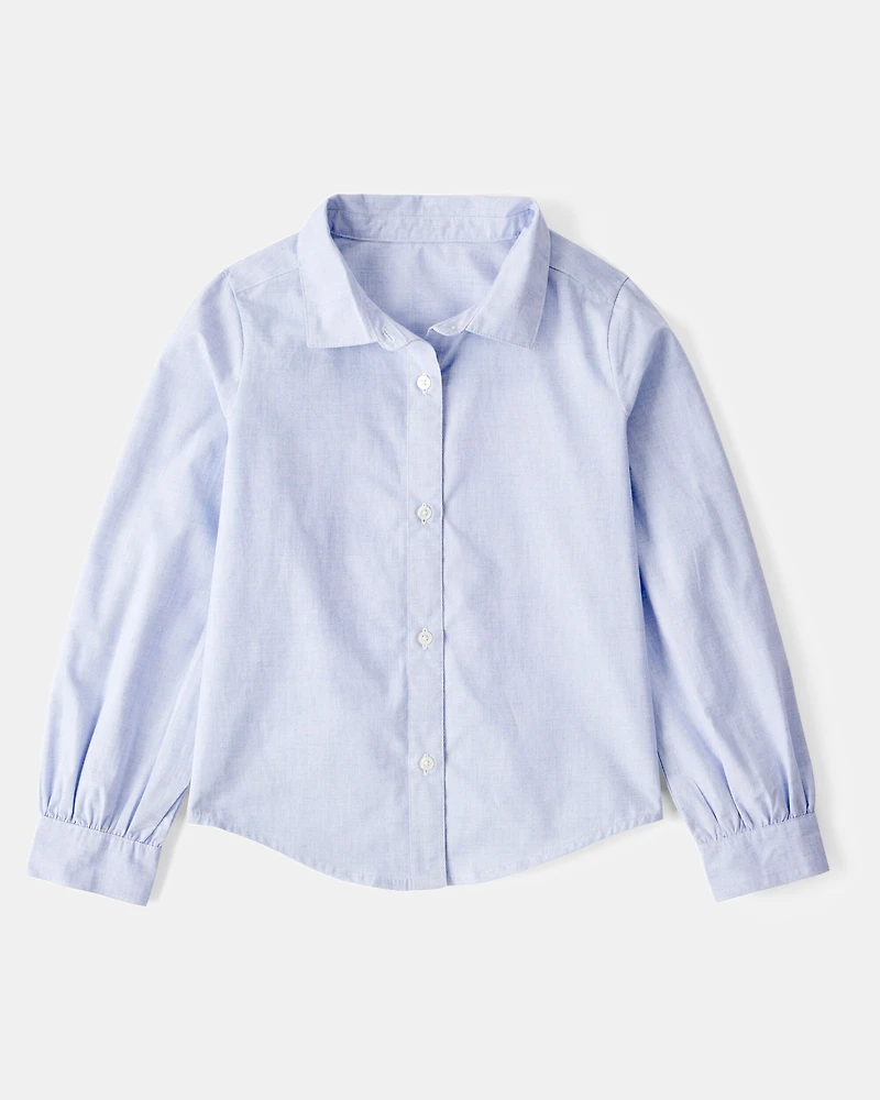 Kid 2-Piece Button-Front Shirt & Sweater Vest Top - Blue/White