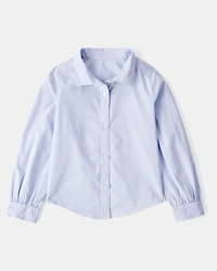 Kid 2-Piece Button-Front Shirt & Sweater Vest Top - Blue/White