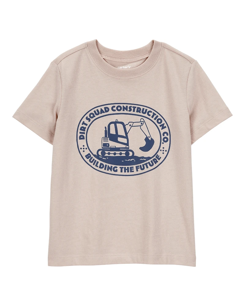 Toddler Boy Construction Short-Sleeve Graphic Tee - Tan