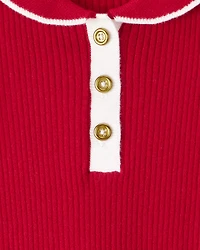 Toddler Girl Cotton Long-Sleeve Occasion Dress - Red