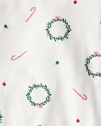 Toddler Wreath PurelySoft Long-Sleeve Snug Fit 2-Piece Pajamas - White