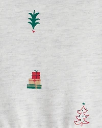Baby Girl Christmas Tree Print Long-Sleeve Dress