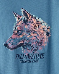 Boys Wolf Long-Sleeve Graphic Tee - Blue