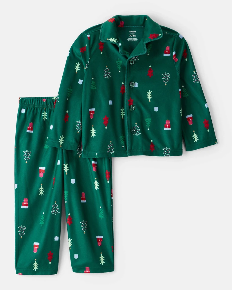 Toddler Green Trees Long-Sleeve Loose Fit 2-Piece Pajamas - Green