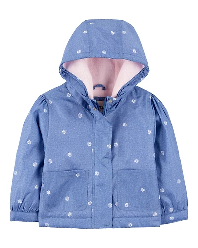 Toddler Girl Daisy-Print Chambray Jacket - Blue