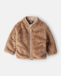 Baby Boy Sherpa Zip-Up Jacket - Brown