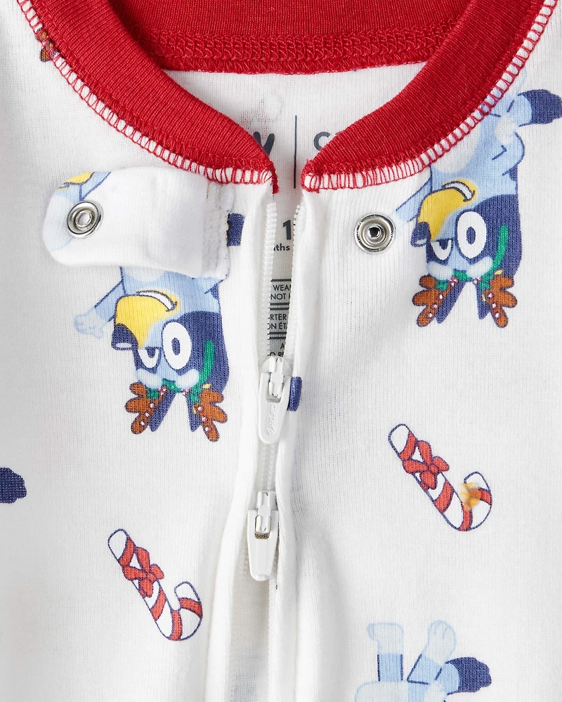 Baby Bluey™ 100% Cotton Long-Sleeve Snug Fit 1-Piece Pajamas - White
