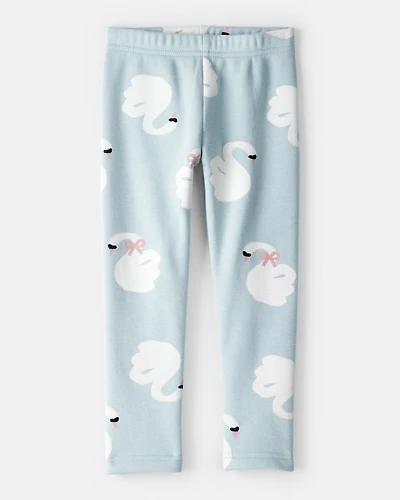 Toddler Girl Swan Pull-On Stretch Cozy Leggings - Blue